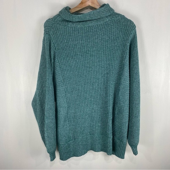 American Eagle Knit Turtleneck Pullover Sweater Slouchy Teal Green Size Medium - Picture 4 of 5